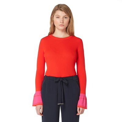 Red bell sleeve jumper
